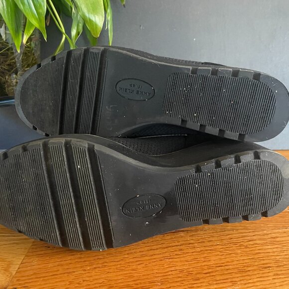 Anne Klein Black Knit Sock Wedge Ankle Boots Women’s 7M | Slip-On Comfort Bootie - Picture 4 of 8